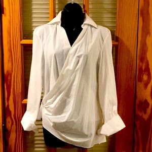 Zara Sz Large White Asymmetrical Shirt